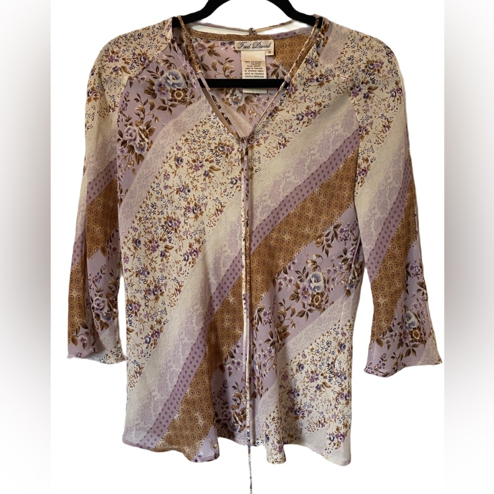 Y2k purple floral top